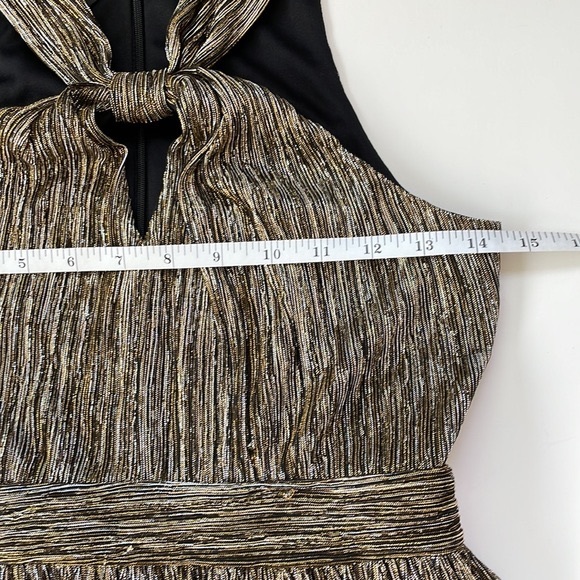 Muse Black and Gold Metallic Cross Knot Sleeveless Dress, Fully Lined, Size 2 - Picture 14 of 16